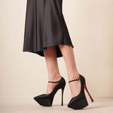 Yigit 150 black satin pumps