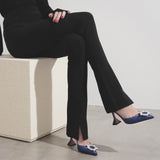 Begum sling 95 blue satin pumps