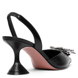 Begum sling 70 crystal embellished black leather pumps
