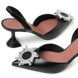 Begum sling 70 crystal embellished black leather pumps