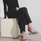 Caroline 95 slipper dark grey crystal mules