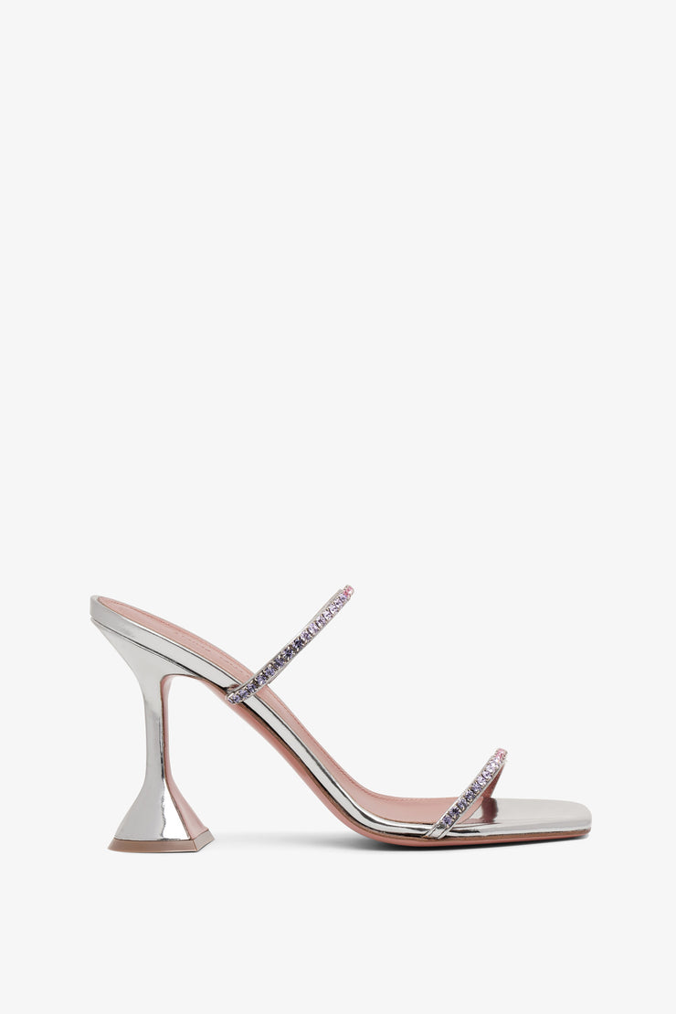 Gilda 95 grey metallic patent sandals