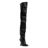 Olivia 95 black leather over knee boots