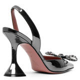 Rosie sling 95 dark grey mirror patent pumps