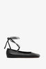Ane black leather lace up flats