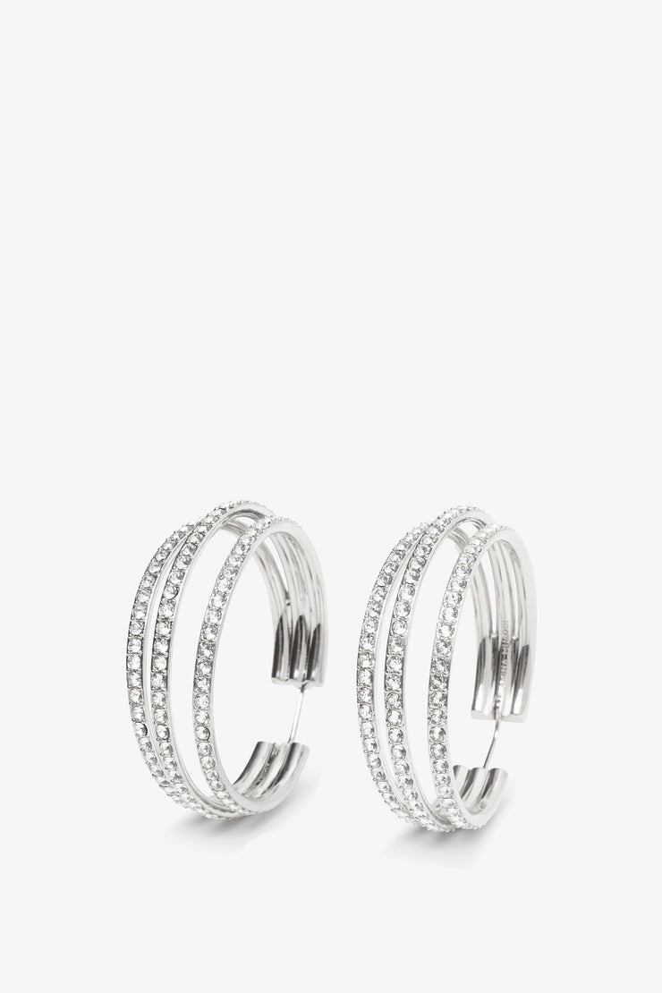 Vittoria hoop white and silver crystal earrings