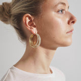 Vittoria hoop white and gold crystal earrings