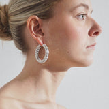 Jah hoop big white and silver crystal earrings