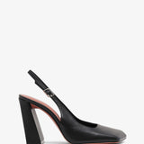 Charlotte 95 black leather sling pumps