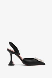 Begum sling 95 crystal embellished black leather pumps