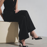Begum sling 95 crystal embellished black leather pumps