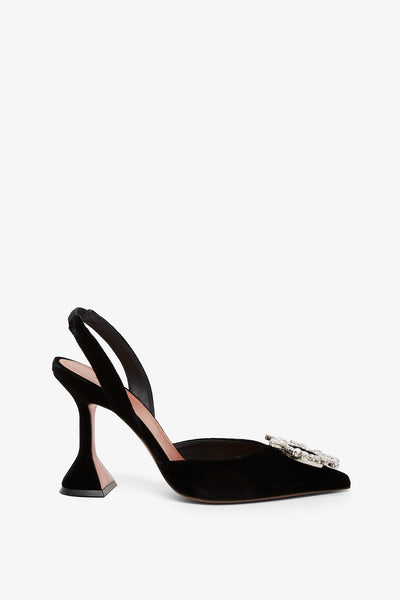 Begum sling 95 black velvet pumps