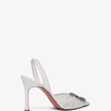 Camelia 90 white lace pumps