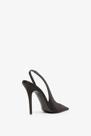 Anok 105 black satin slingback pumps