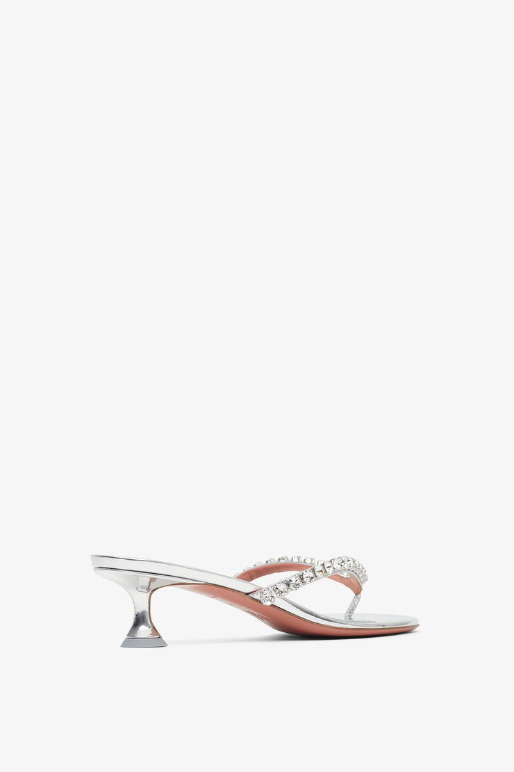 Gigi 45 silver thong mules