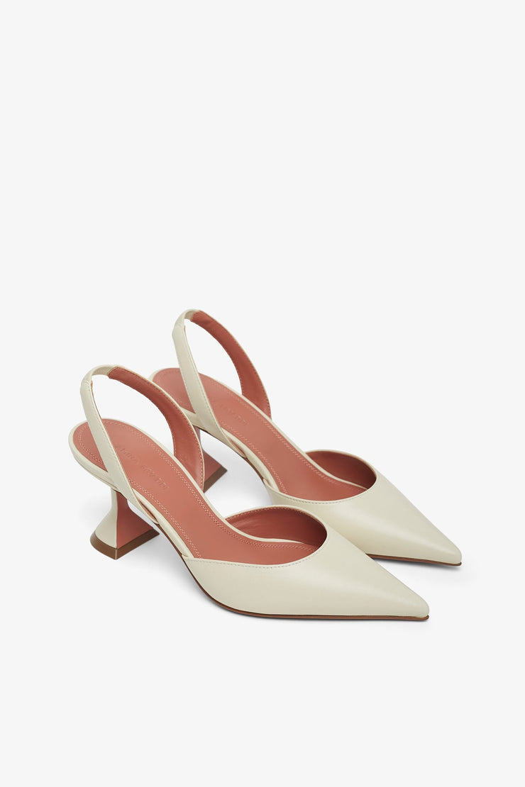 Holli 70 white leather slingbacks