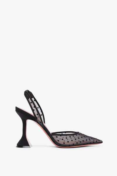 Holli 95 black polka dot lace slingbacks