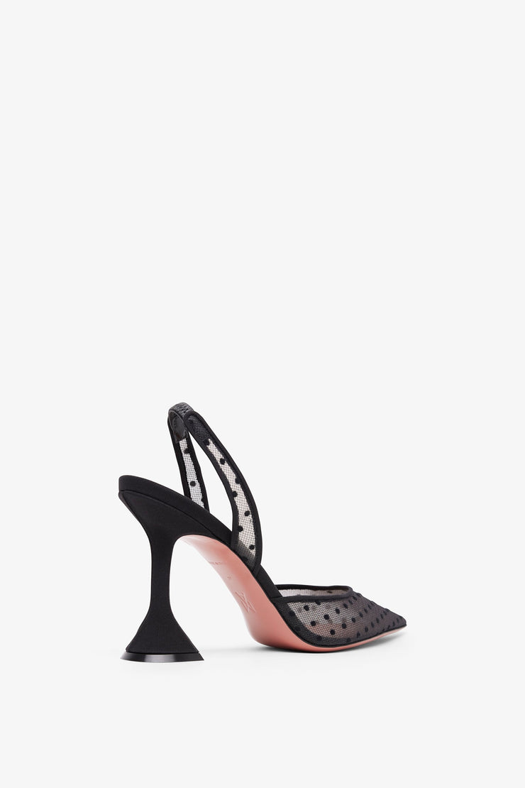 Holli 95 black polka dot lace slingbacks