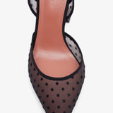Holli 95 black polka dot lace slingbacks