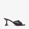 Black high-heeled sandal on a white background