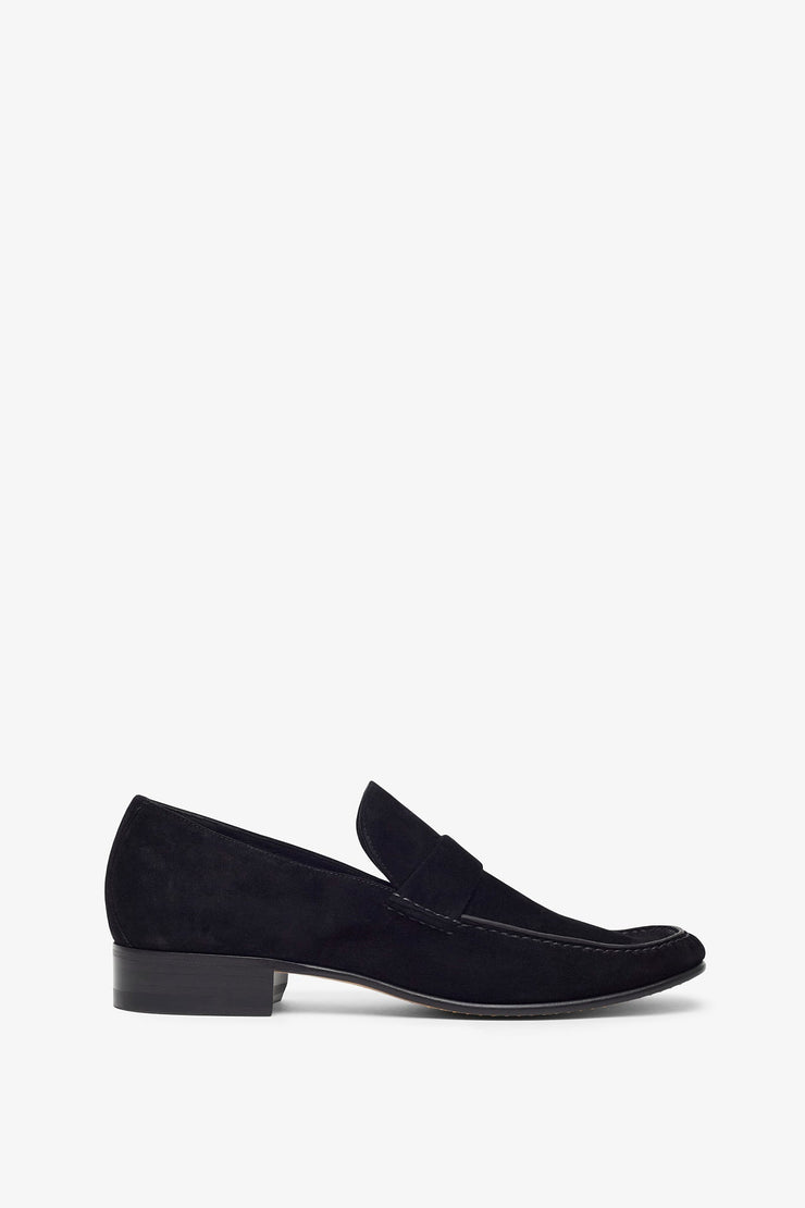 Man's black leather loafers