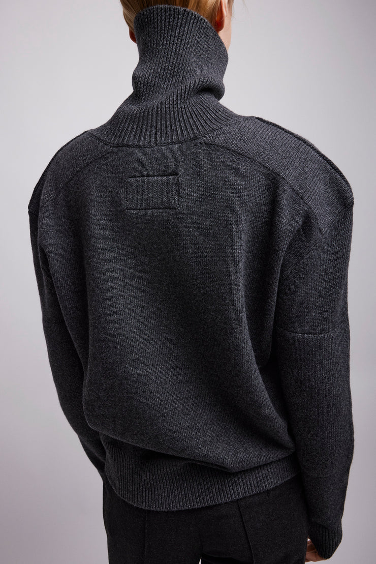 Patch grey shoulder jumper
