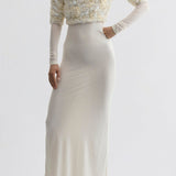 Sequins and jersey long dress