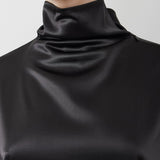 Liquid black knot collar top
