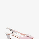 Belle Vivier 45 pink metal buckle slingbacks