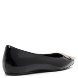 Trompette metal buckle black patent ballerinas