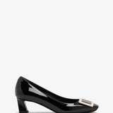 Trompette 45 metal buckle black patent pumps