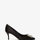 Flower 65 black satin pumps