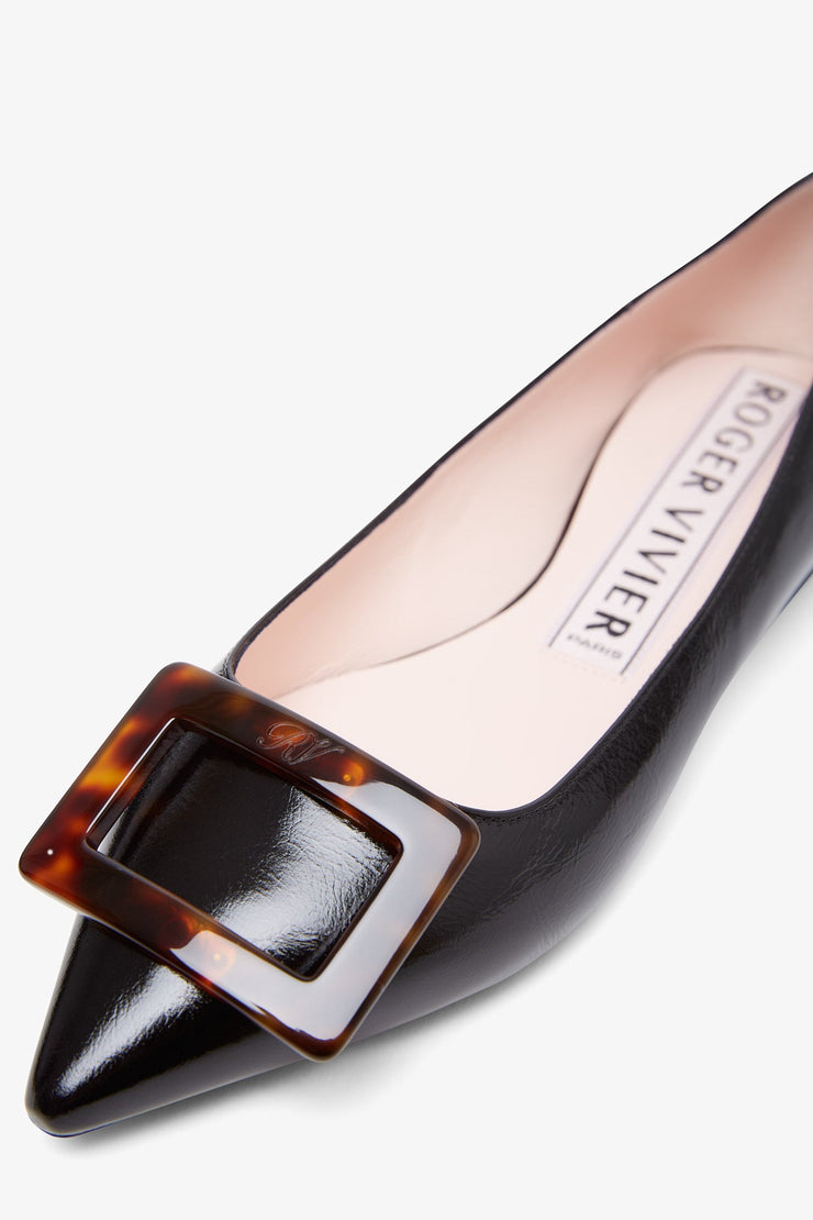 Gommettine black patent ballerinas