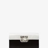 Flower black and white satin clutch