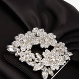 RV black satin clutch