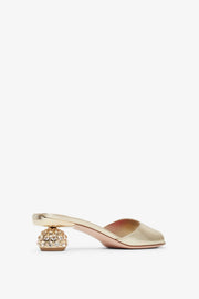 Embellished gold leather mules