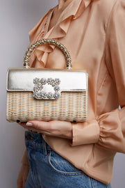 Jewel Efflorescence rattan mini bag