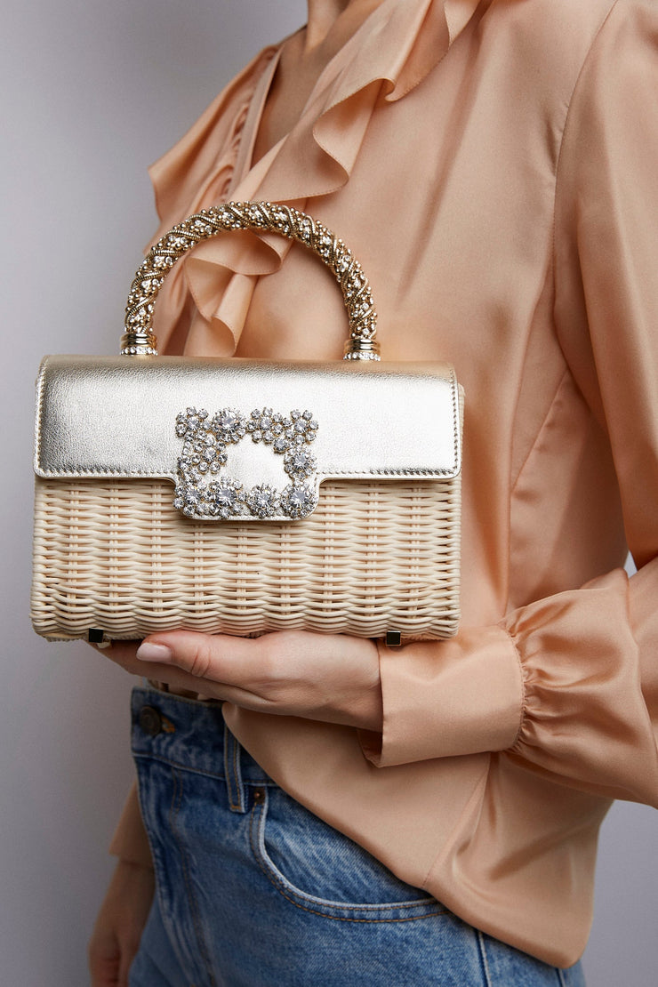 Jewel Efflorescence rattan mini bag