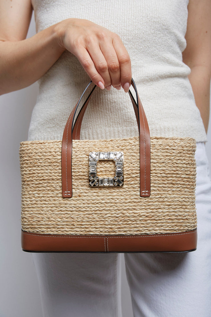 Viv Skate embellished raffia tote bag