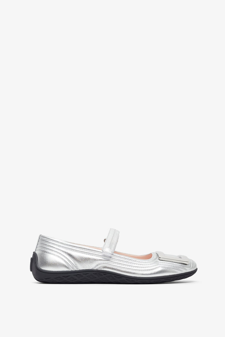 Padded silver ballerinas