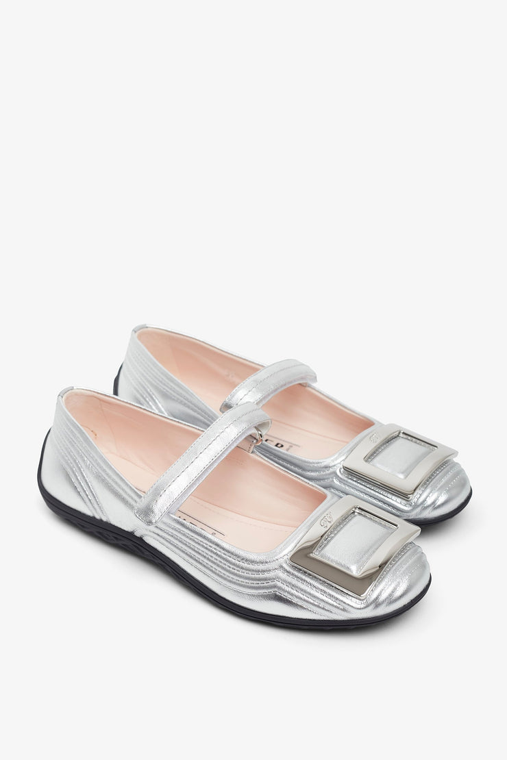 Padded silver ballerinas