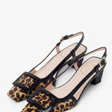 Belle Vivier 45 leopard slingbacks