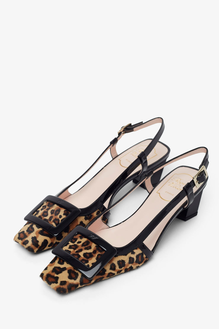 Belle Vivier 45 leopard slingbacks