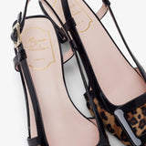 Belle Vivier 45 leopard slingbacks