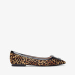 Leopard print flat shoe on a white background
