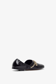 Roundytoe black with gold charm slippers