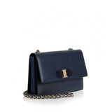 Ginny navy leather shoulder bag
