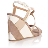 Gris beige suede wedge sandal