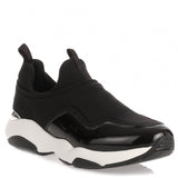 Giolly black fabric and patent leather sneaker