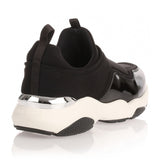 Giolly black fabric and patent leather sneaker